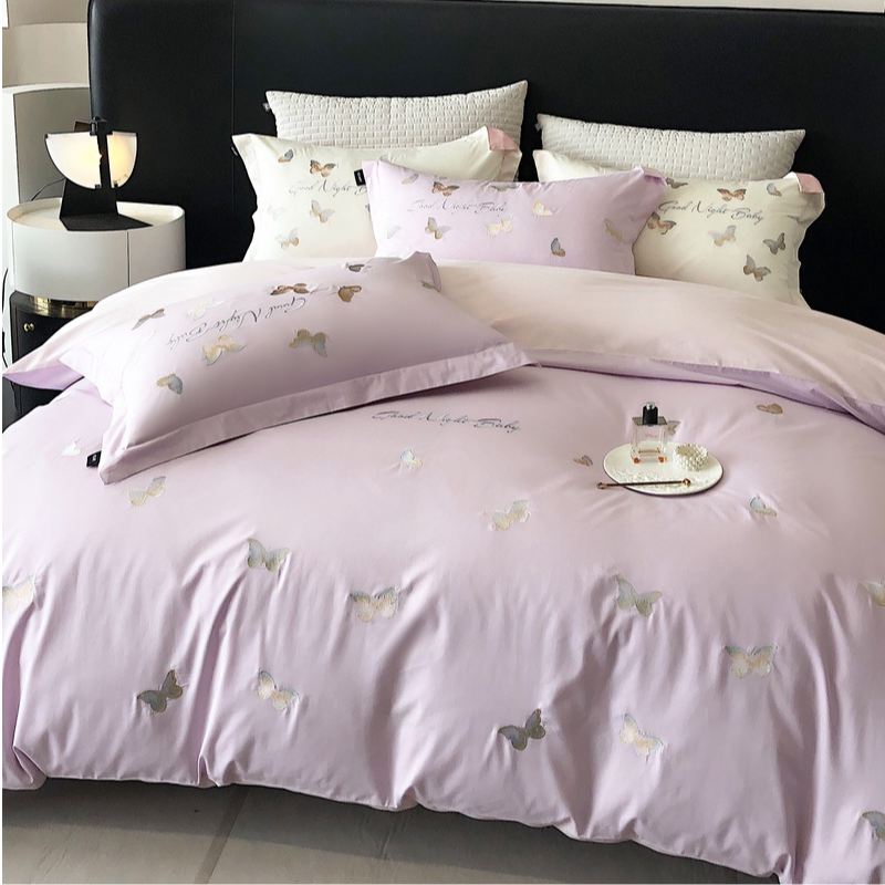 【蝴蝶艾琳】法式浪漫蝴蝶刺绣全棉纯棉100%棉四件套套件