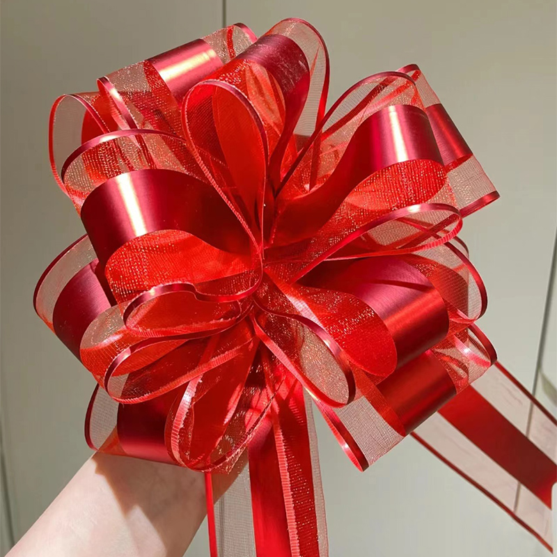 婚房网纱手拉花婚车中号大号一次性喜庆新房汽车婚车装饰车头花