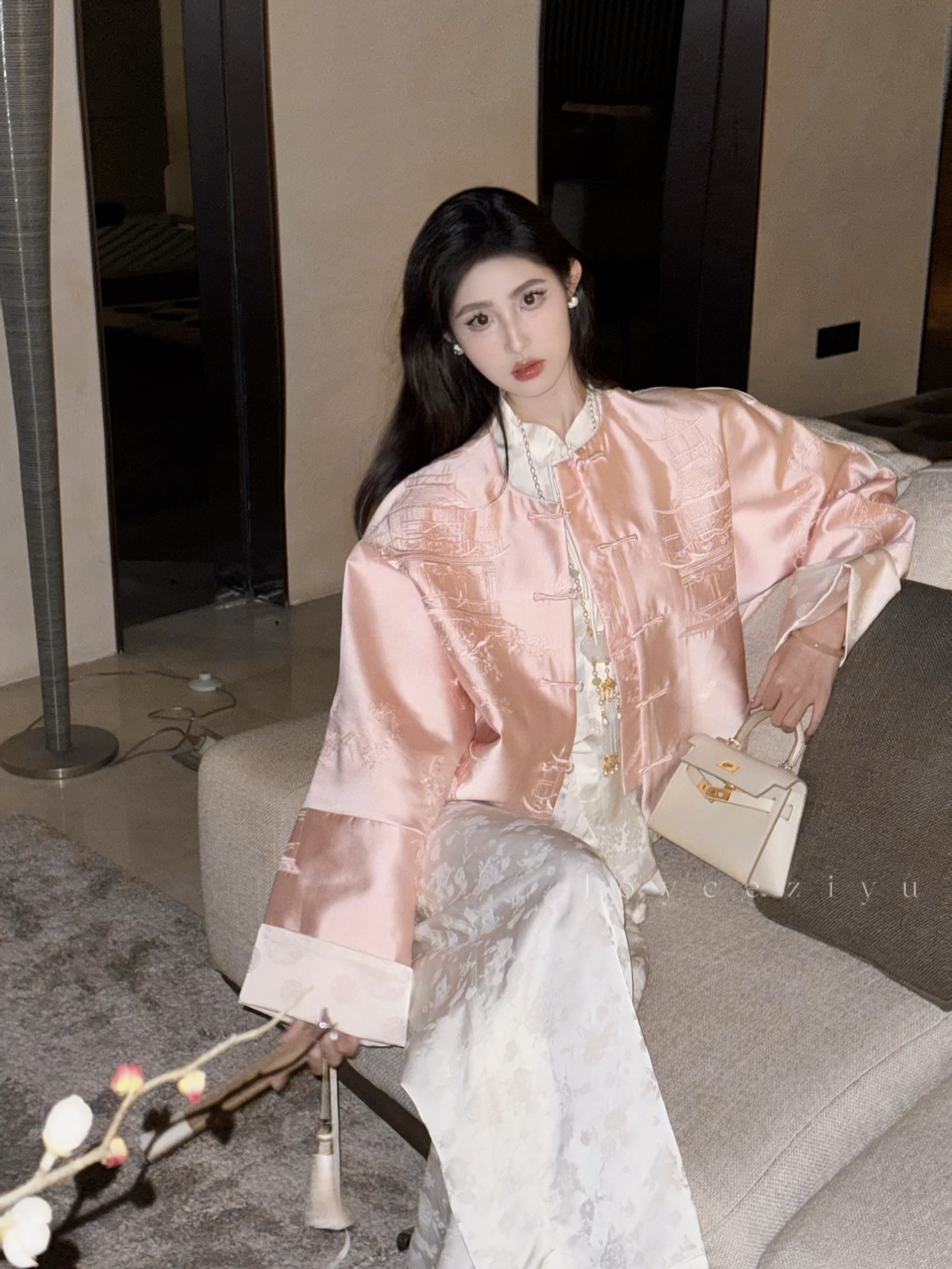 【Joyce子瑜】桃之夭夭·新中式盘扣真丝羊毛国风重工刺绣气质外套