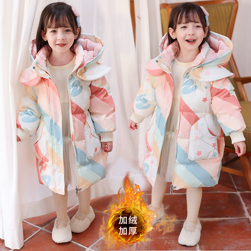 巴拉拉吧女童韩版棉衣2023新款加厚棉袄外套冬装儿童装女宝宝超厚