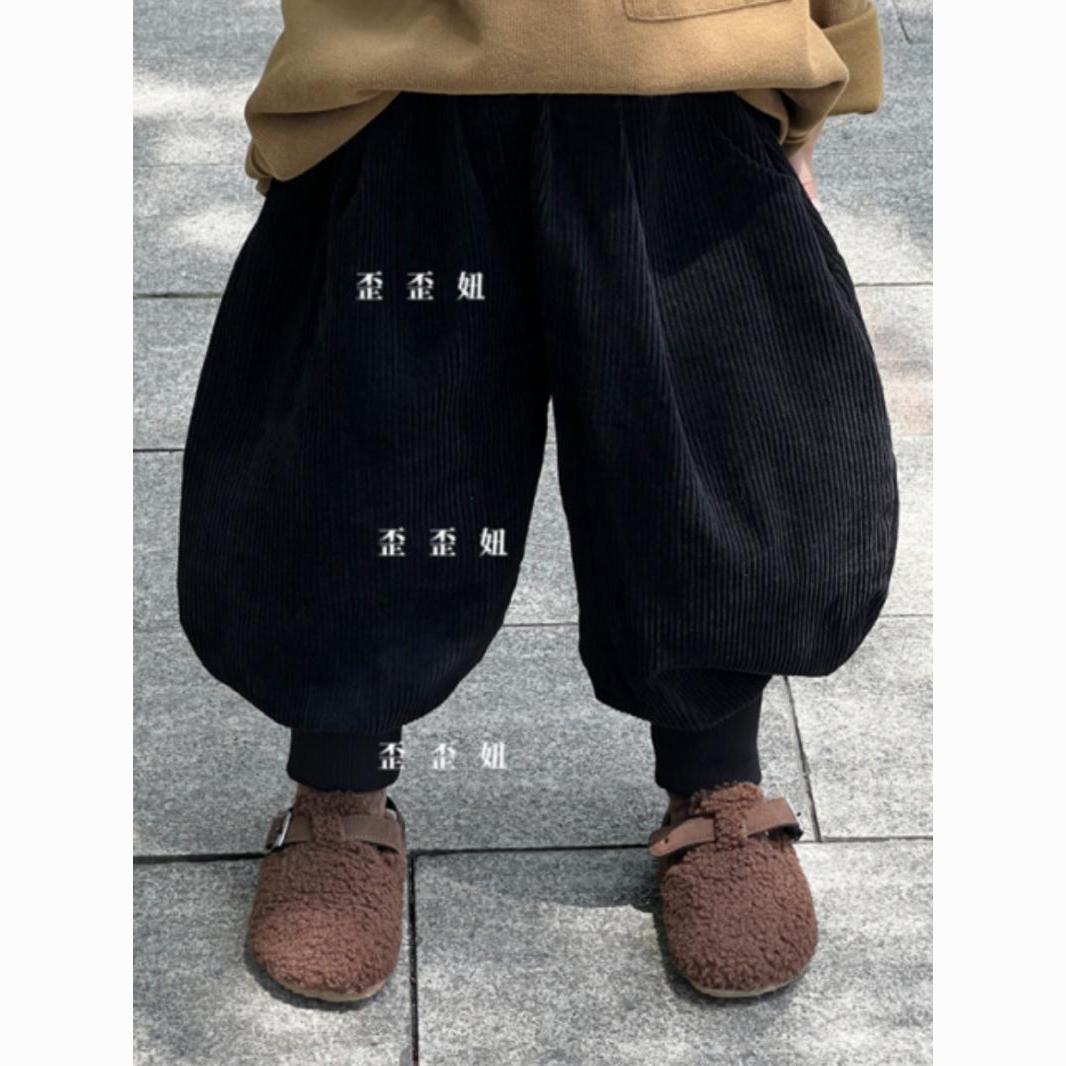 儿童2023秋冬新款加绒束脚裤男女童洋气时髦收脚裤小童宝宝灯笼裤