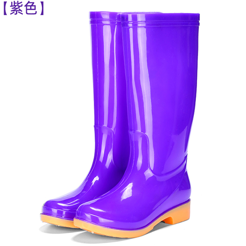 雨靴牛筋底雨鞋女士高筒防滑中筒加厚绒胶鞋洗车工地四季耐磨防水