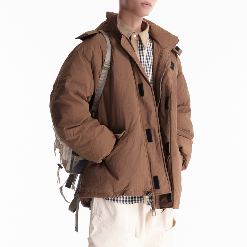 OLDTRIBE复古羽绒服男女冬季90白鸭绒工装冲锋衣连帽轻薄保暖棉服