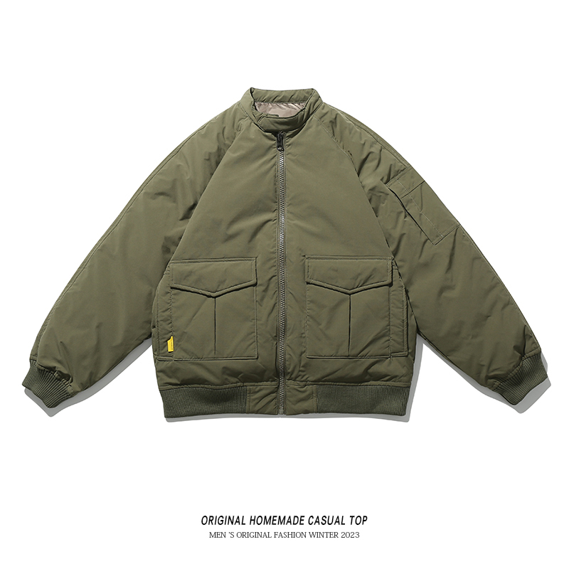 OLDTRIBE潮牌复古棒球领羽绒服冬季情侣90白鸭绒棉衣保暖休闲棉服