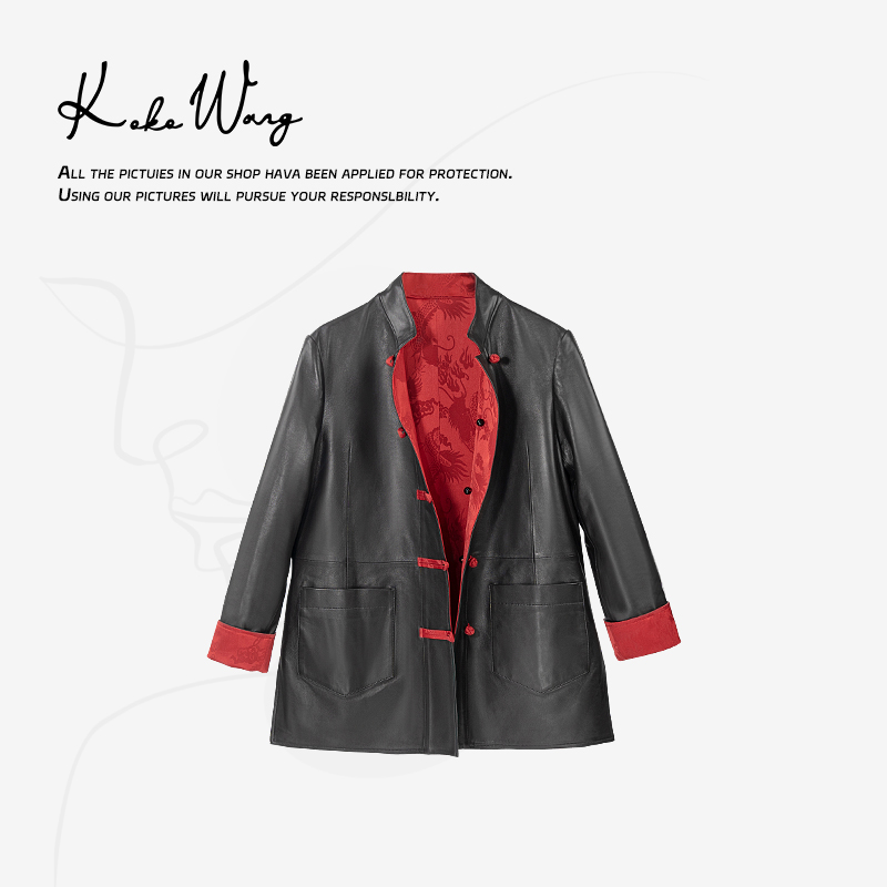 KOKOWANG秋冬新款时尚显瘦百搭双面穿皮衣外套 030683L14P41