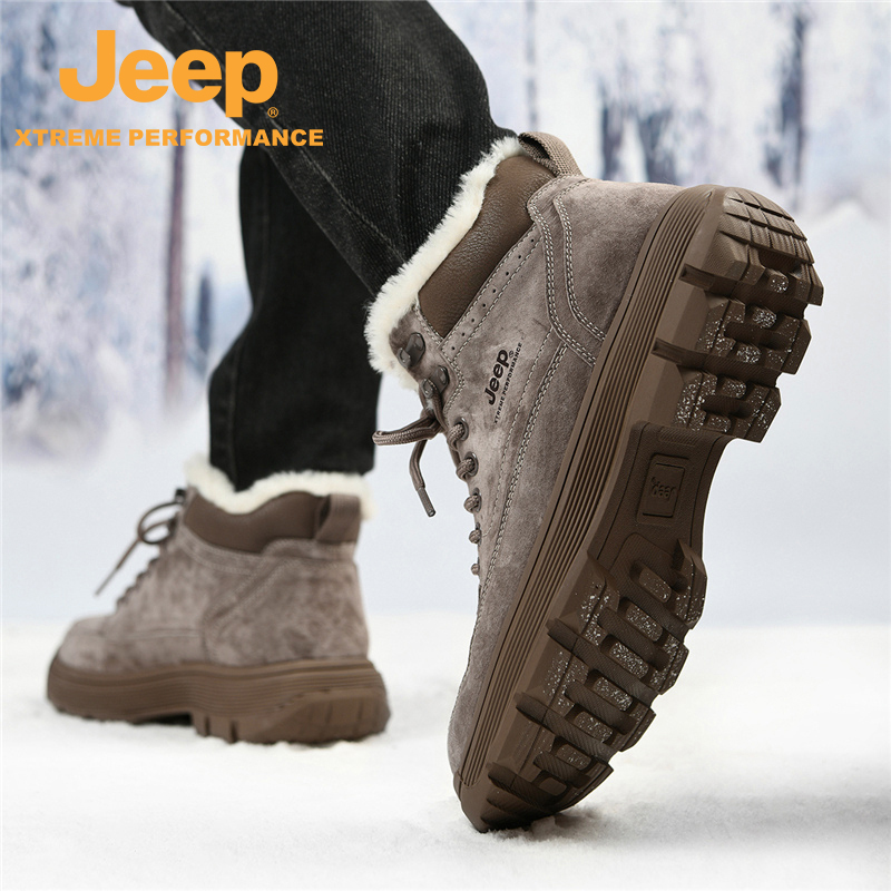 JEEP/吉普秋冬加绒高帮雪地靴男士户外防寒防滑马丁靴保暖雪地靴