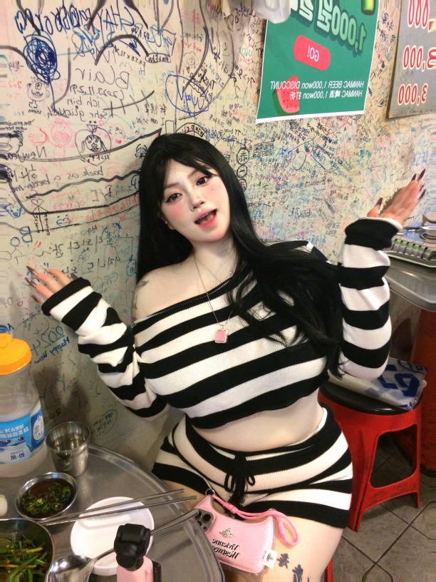 【慵懒甜妹】甜崽颖宝微胖大码胖mm日常休闲斜肩两件套针织运动套装