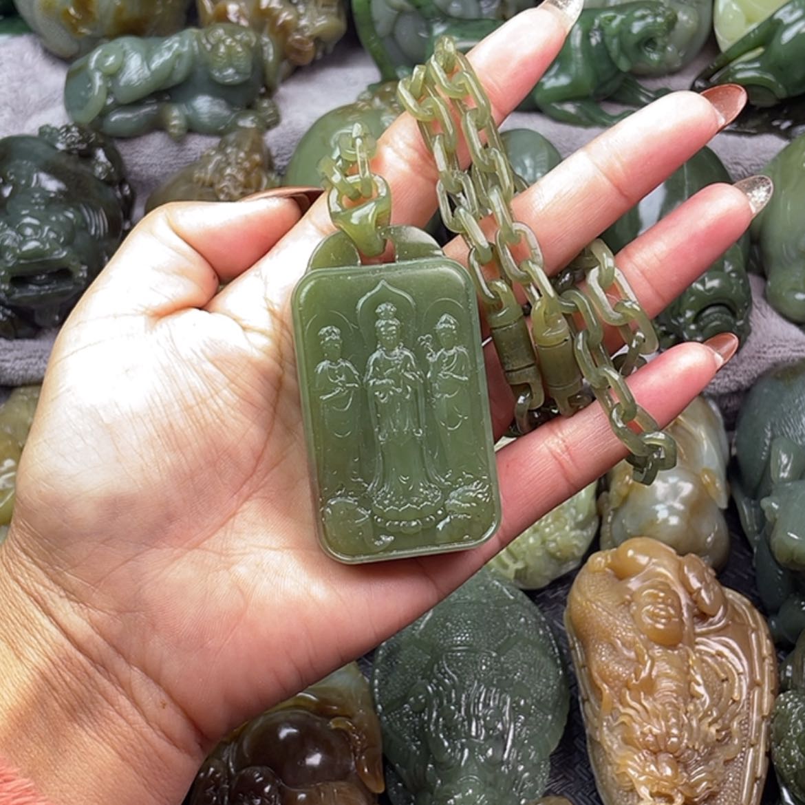 【闪购商品】和田玉挂件未镶嵌海***@