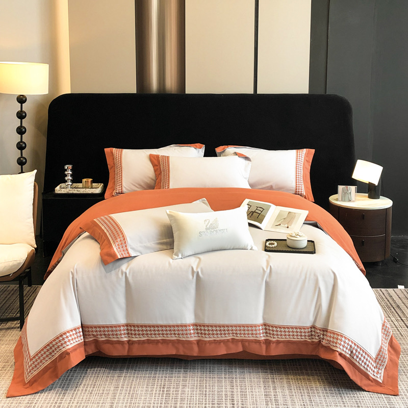 超柔超细旦160支长绒棉双拼加厚磨毛刺绣四件套全棉100%纯棉床品