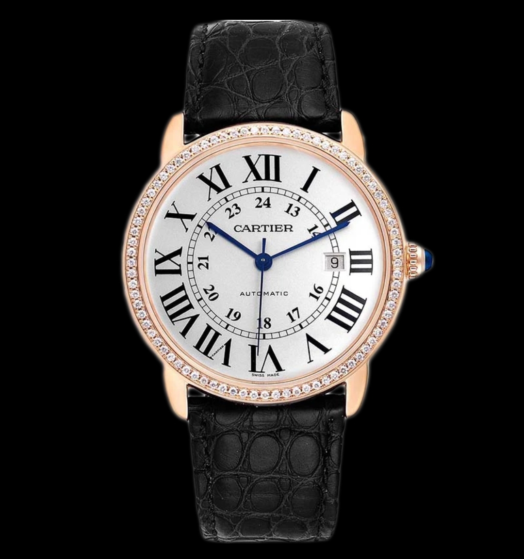 95新 Cartier/卡地亚 伦敦机械男表  后镶钻 42mm