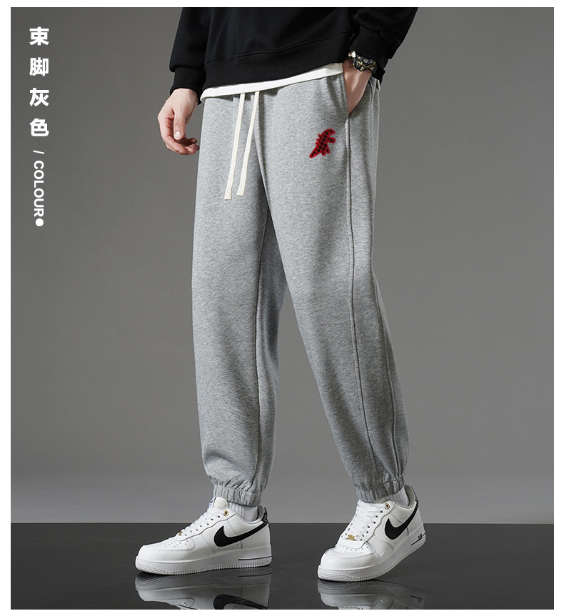 puppytown/巴布小恐龙冬季加厚宽松潮流针织百搭长裤运动直筒束角