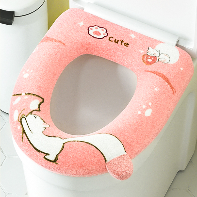 马桶垫加厚冬季坐便器套垫子坐垫圈加绒家用可爱冬天通用新拉链款