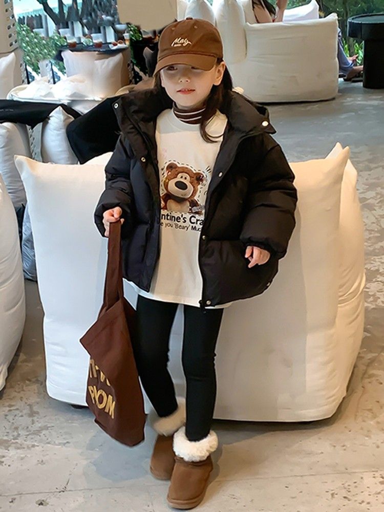 波司澄女童杜邦三防羽绒服2023秋冬新款儿童90白鸭绒连帽外套保暖