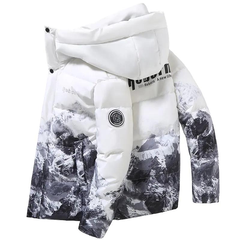 波司澄羽绒服男潮短款新款休闲百搭加厚渐变色雪山冬季情侣款连帽