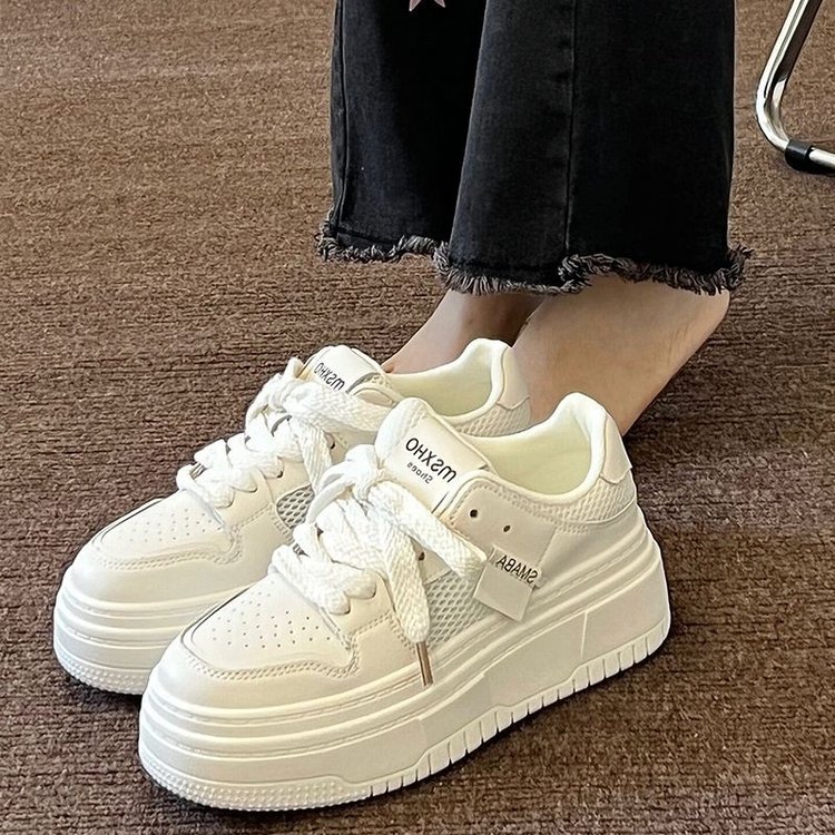 网红时尚板鞋女2023春季新款百搭厚底透气小白鞋女学生休闲鞋女款