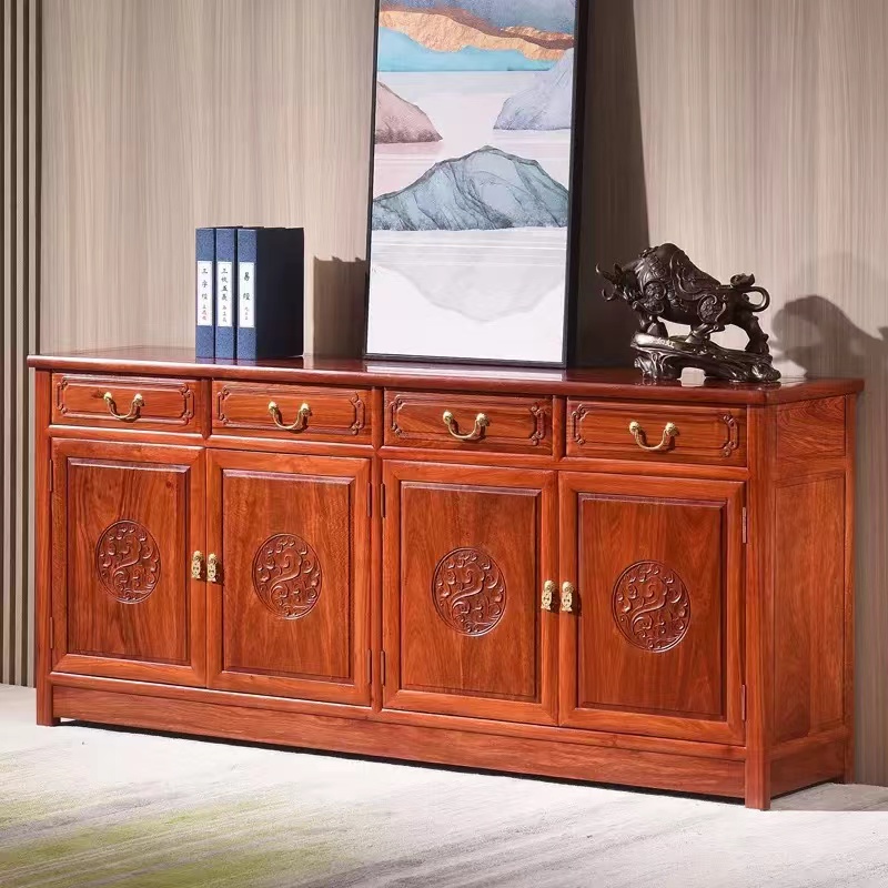 新中式刺猬紫檀国标红木餐边柜茶水柜实木玄关柜酒柜储物柜全榫卯