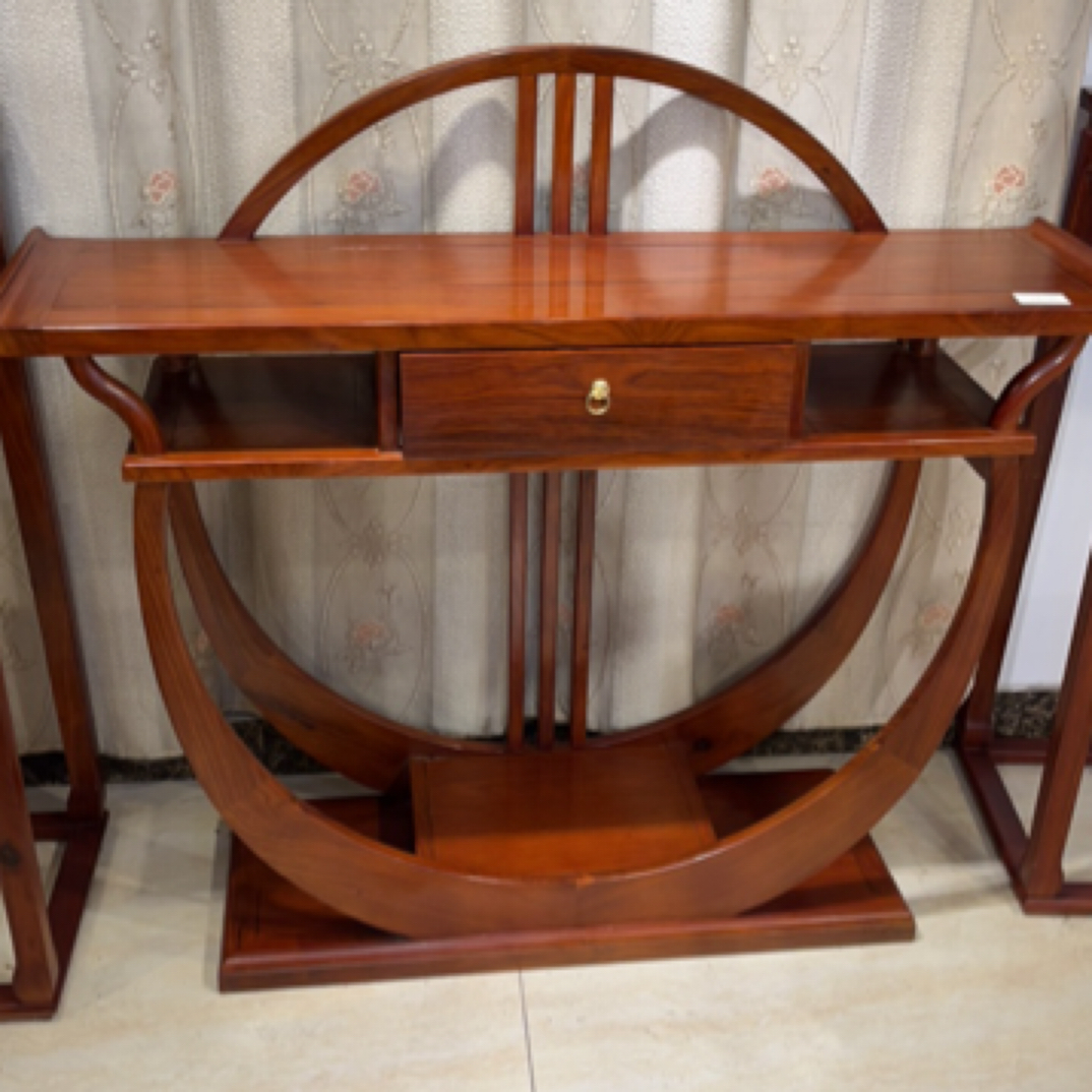 花梨木刺猬紫檀新中式简约风格圆形玄关桌条案