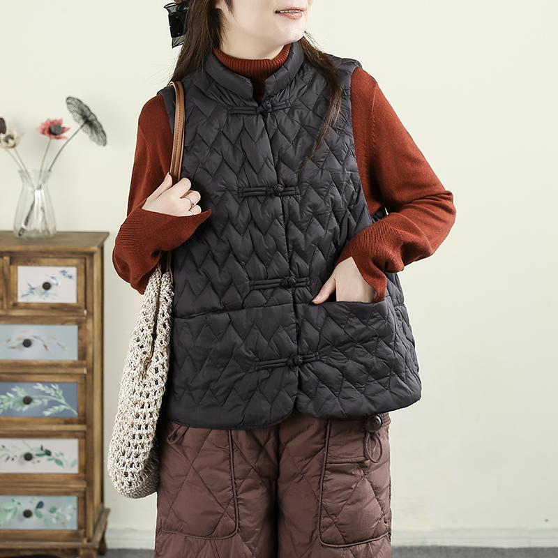 《心电图》文艺复古纯色马甲女新款立领盘扣百搭