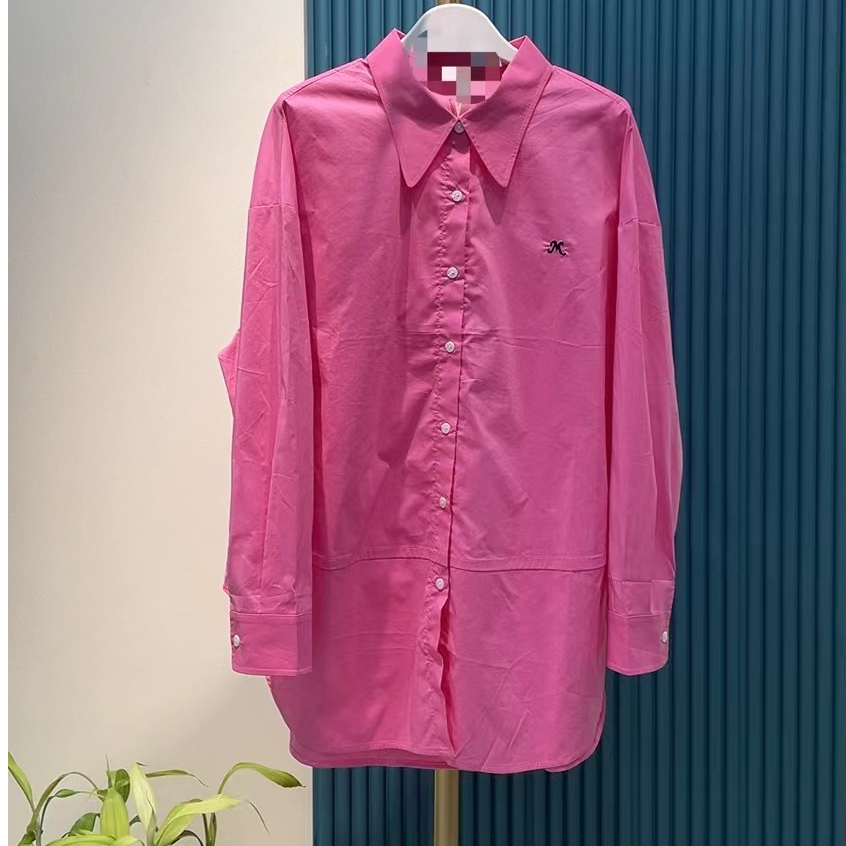 时尚女士时尚气质纯色M刺绣长袖衬衫 31859