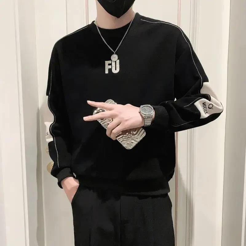 2023秋冬男士卫衣上衣套头长袖潮流休闲运动体恤时尚INS套头春秋