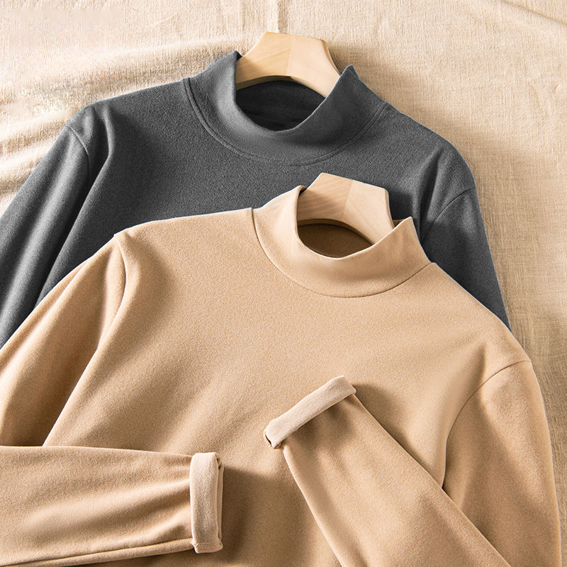 高级德绒打底衫男春秋2023新款加厚男士长袖恤半高领内搭秋衣潮