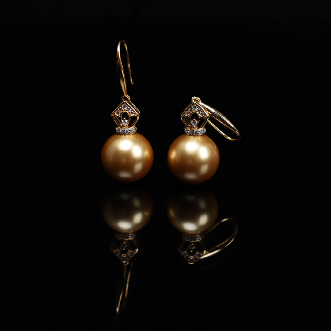 铜合金耳饰 XGML 【欧式】气质经典简约百搭王冠羽黄（12）耳环-B339