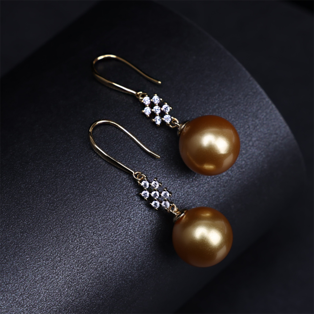 铜合金耳饰 XGML 精致简约时尚气质百搭款多锆羽黄（12）耳环-B340