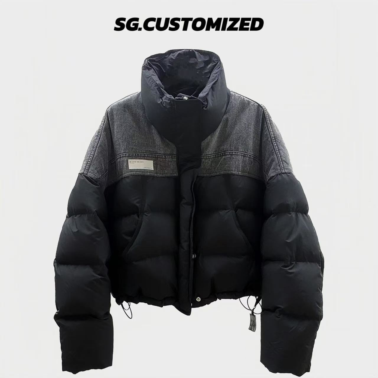 丁雅 90白鸭绒 设计感 立领牛仔拼接羽绒服WT-DY20249530