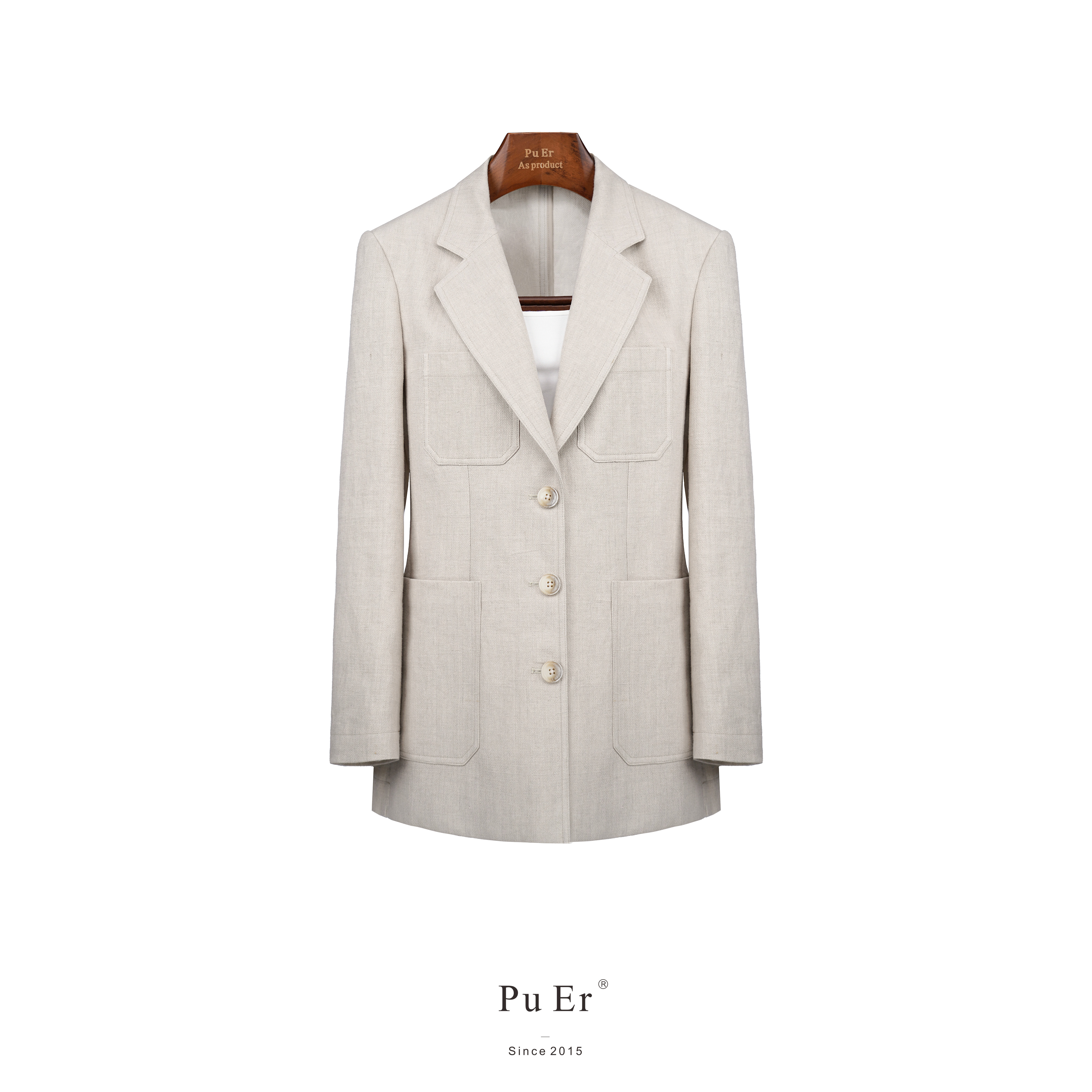 璞迩复古雨露棉麻贴袋单西