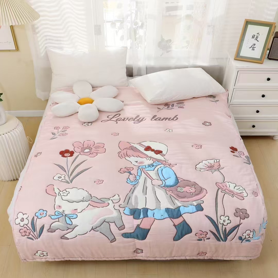 【晗晗和羊羊】200*230细纱超柔泡芙被亲肤棉纱通用盖被