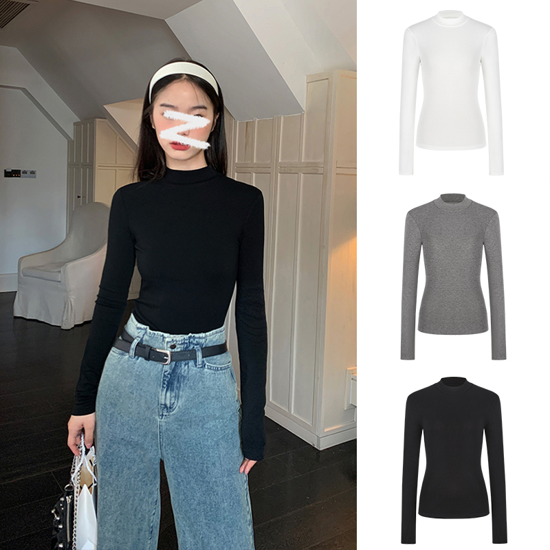 Moses Queen/魔西女王打底衫女西装内搭圆领秋修身半高领长袖t恤