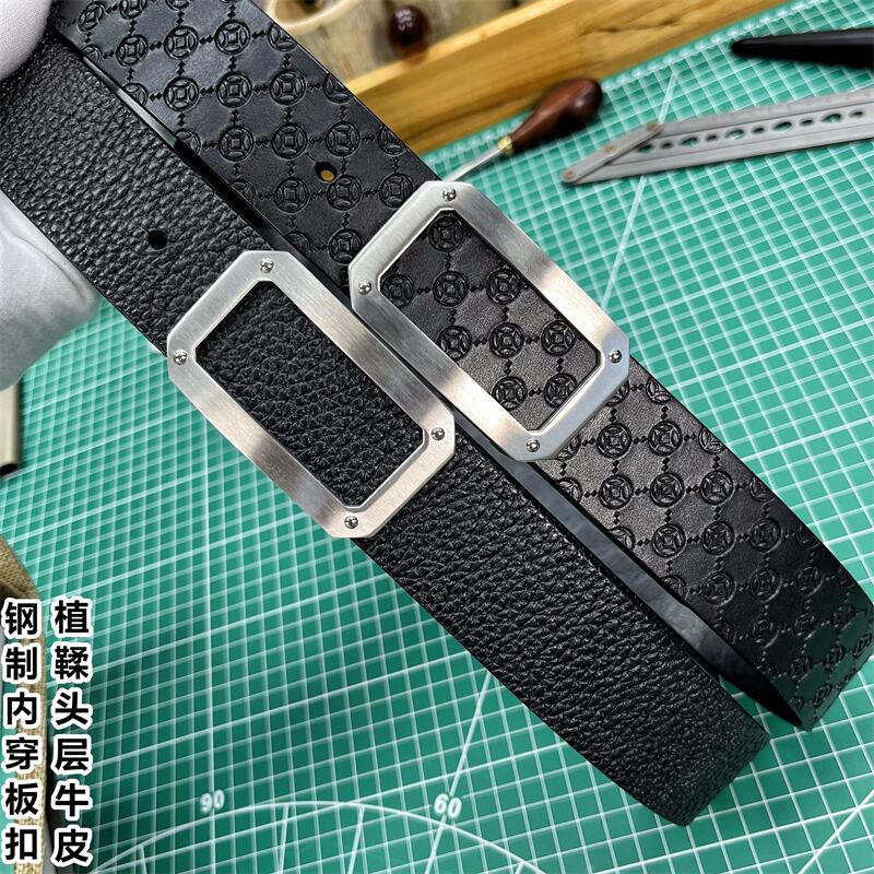 牧牛人头层牛皮平滑扣手工牛皮腰带男士单层无夹层真牛皮皮带简约
