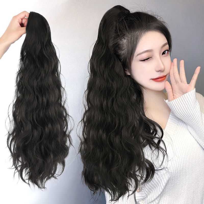 高马尾假发抓夹水波纹网红假辫子蓬松自然甜酷辣妹仿真发女长卷发