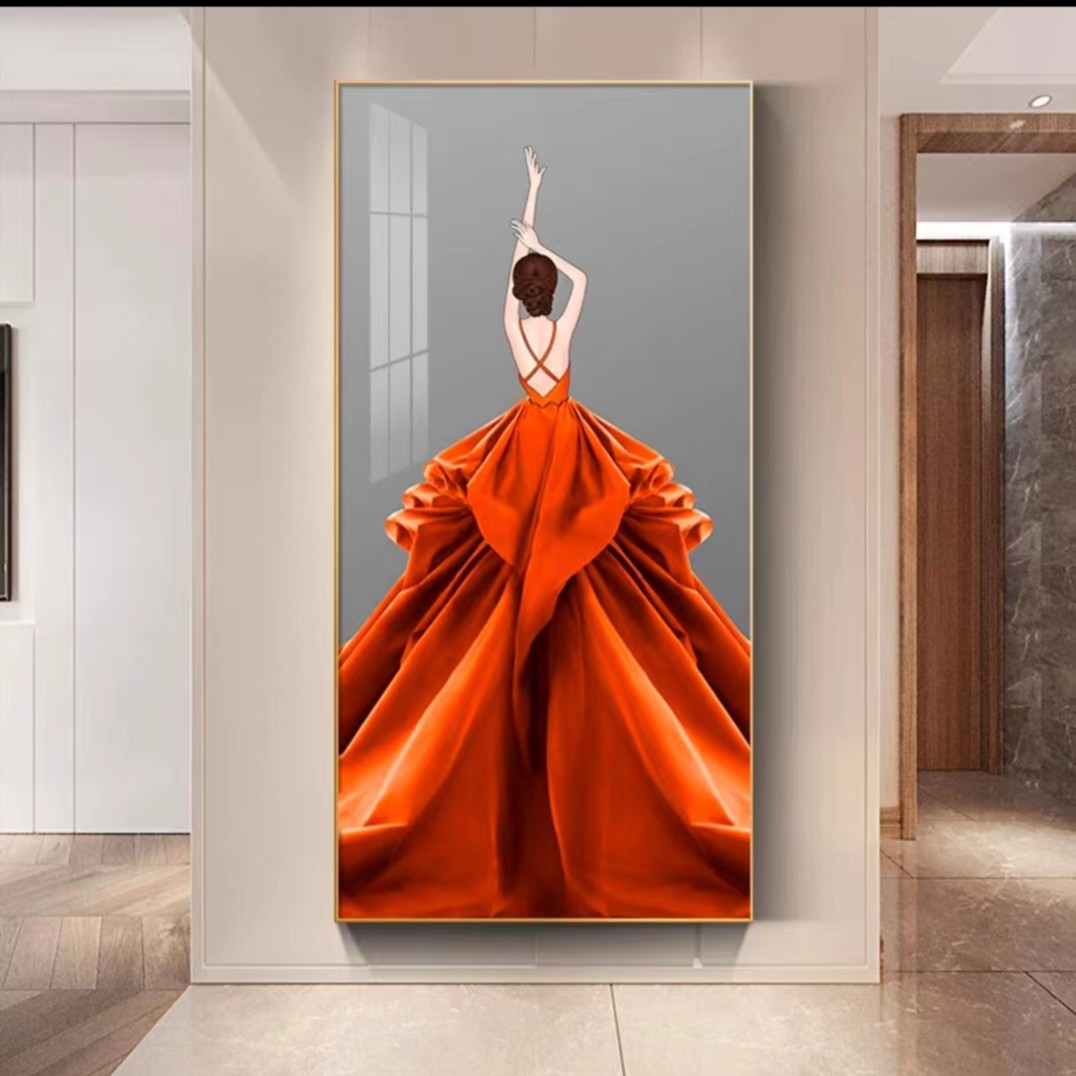 【水沐】倩影美女现代轻奢风格玄关装饰画定制挂画走廊端景设计师款