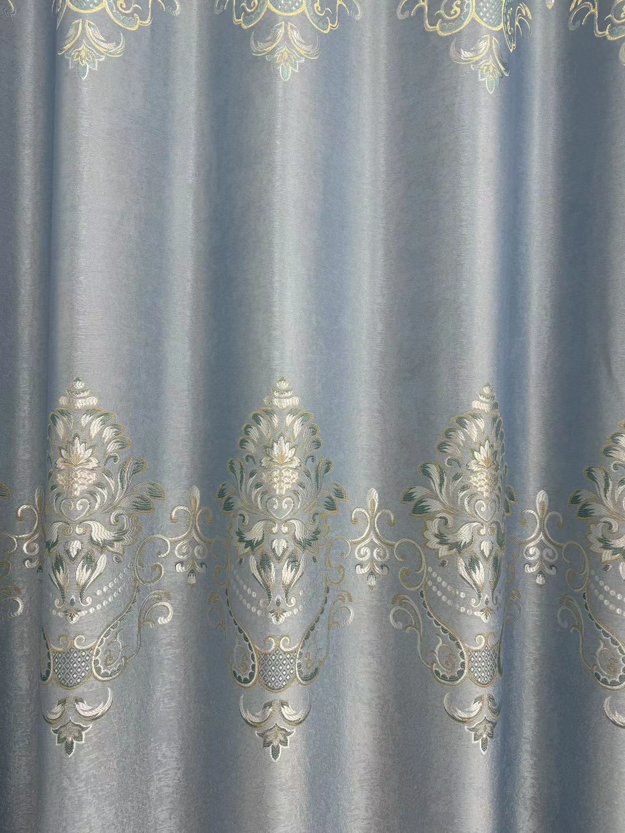 新款欧花雪花绒窗帘+蓝色