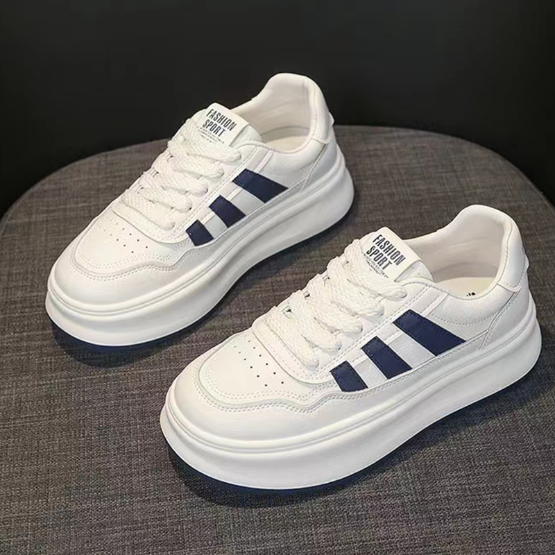 爆款透气皮面厚底小白鞋女款秋季新款百搭休闲板鞋单鞋女C30