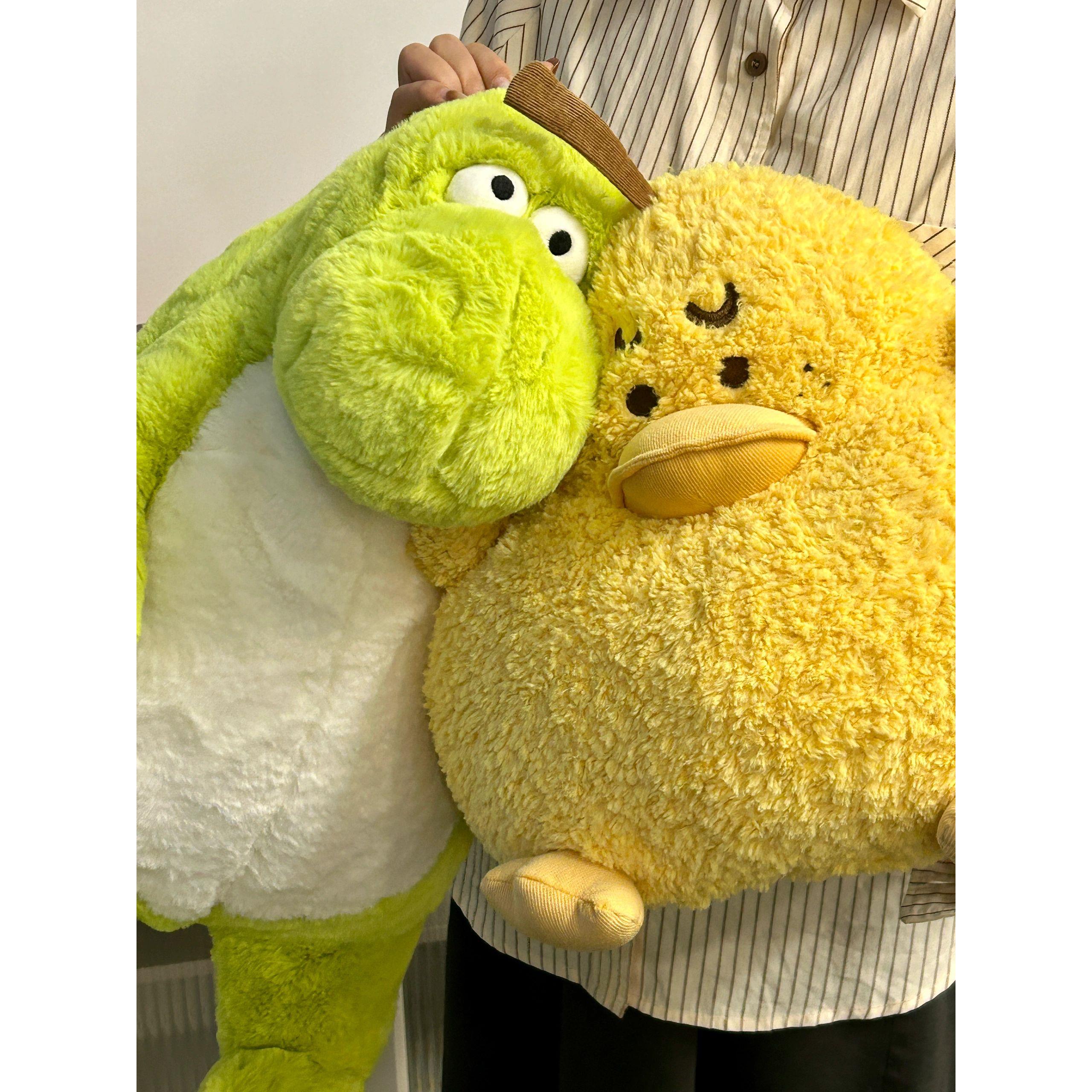 软萌星球没头脑小恐龙不高兴坐姿鸭梨玩偶绿恐龙抱枕鳄鱼沙发靠垫
