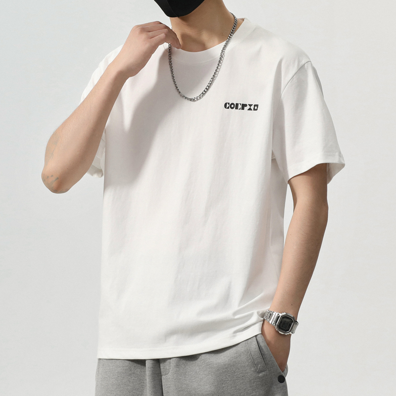 夏季休闲款透气男士百搭短袖t恤半袖2025新款高端水洗t恤男潮薄款