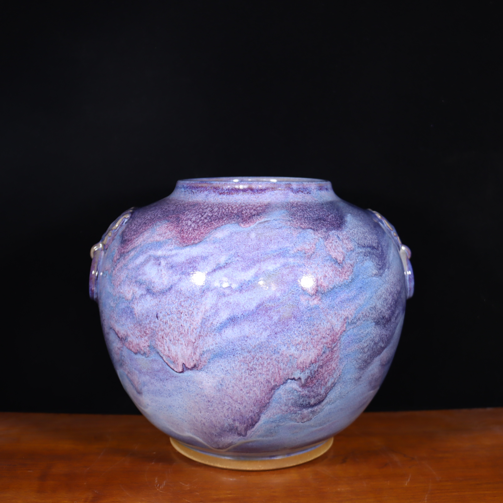 轩泽瓷韵禹州神垕钧窑钧瓷手工窑变山水水墨中式国风花瓶摆件