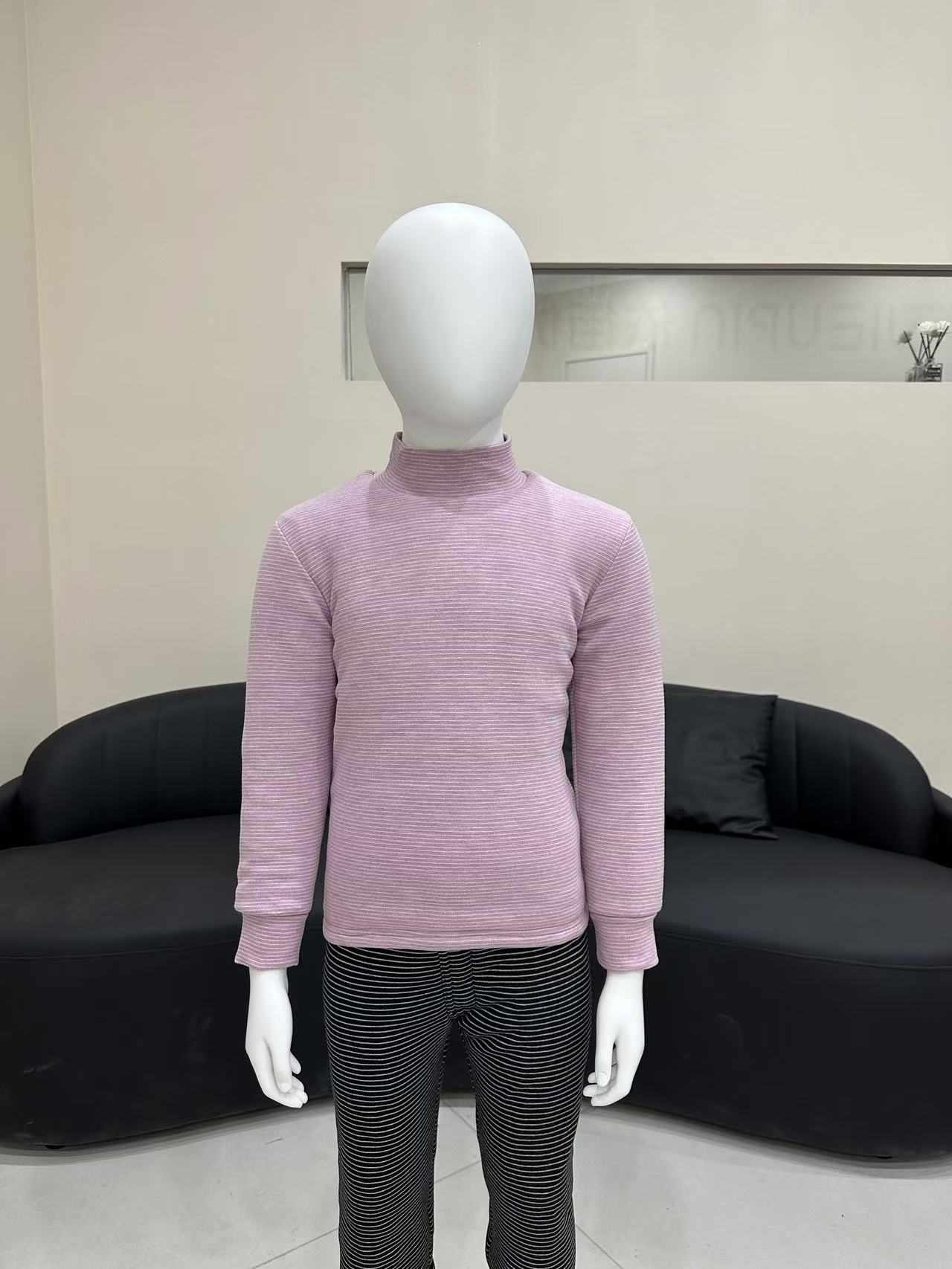 中条纹 套头  贴身小袄  棉服秋冬保暖打底冬季百搭简约黑色休闲