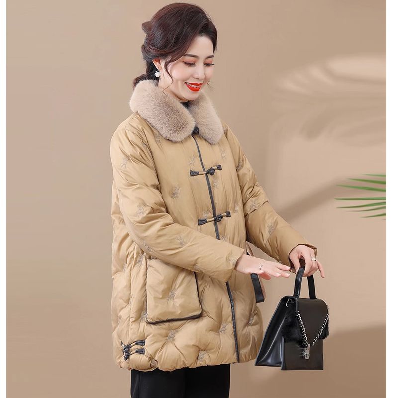 波司澄中年妈妈冬装中长款羽绒服外套2023新款中老年人新中式唐装