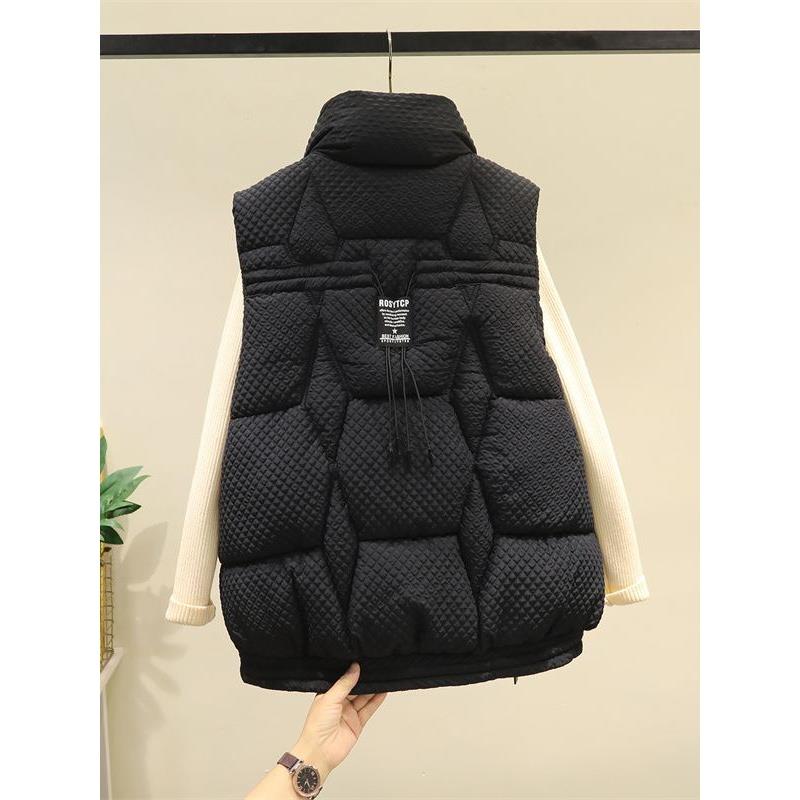 200斤大码胖妹妹宽松坎肩开衫马甲外套女2023秋冬季棉服马夹