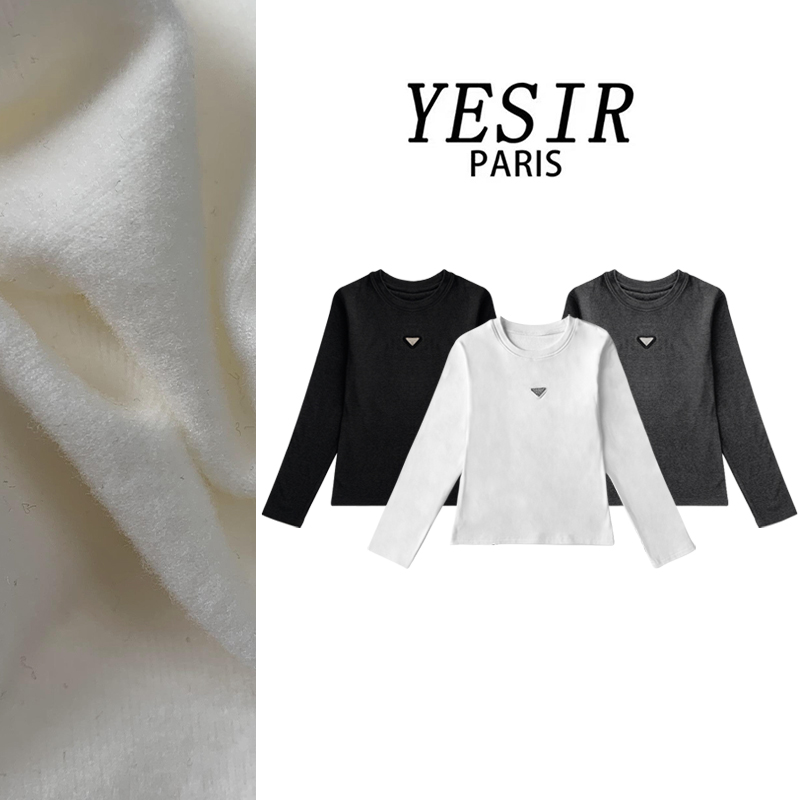 DD067加绒圆领时尚百搭长袖简约纯色打底衫