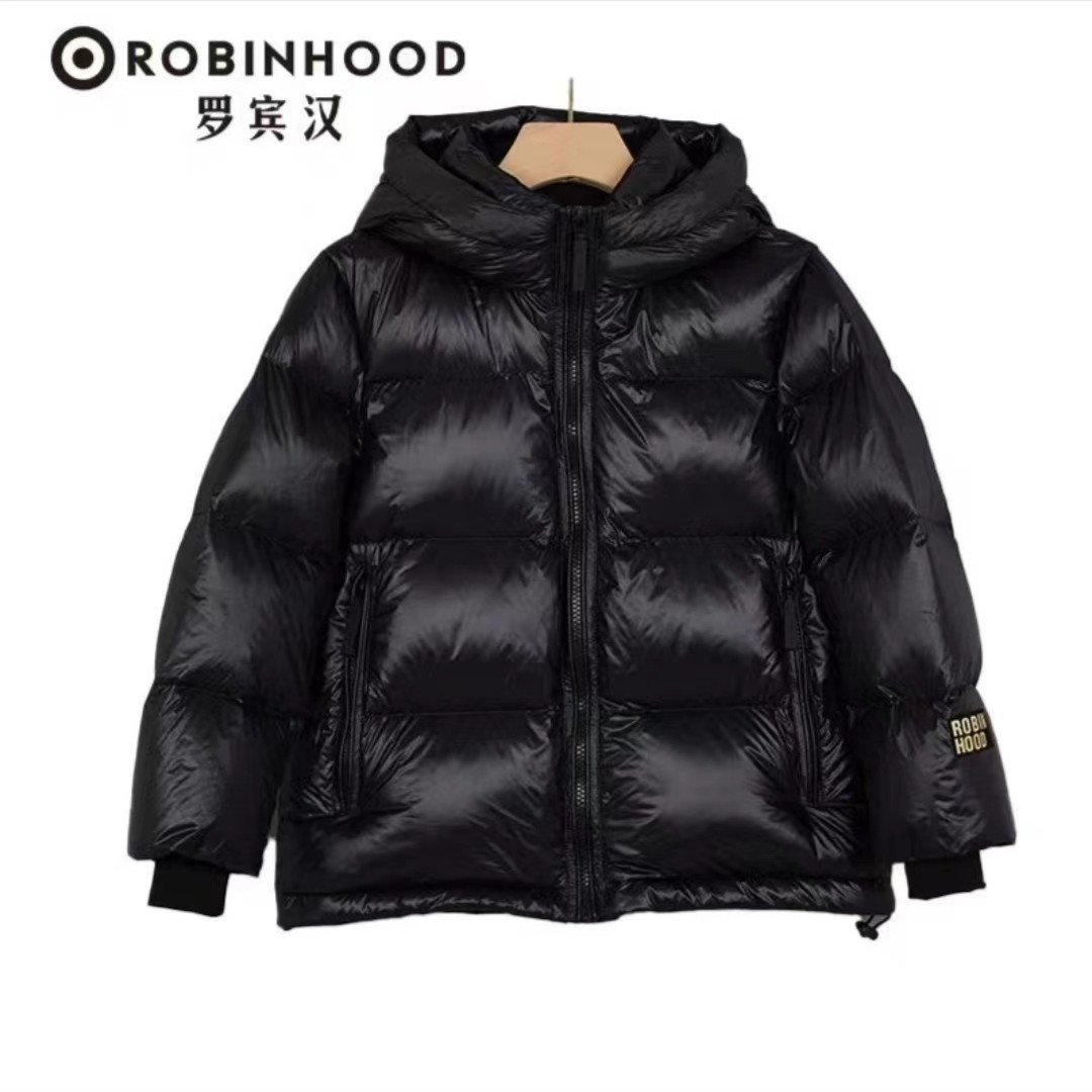 【ROBINHOOD/罗宾汉】黑钻童装保暖短款连帽羽绒服女童男童冬季X