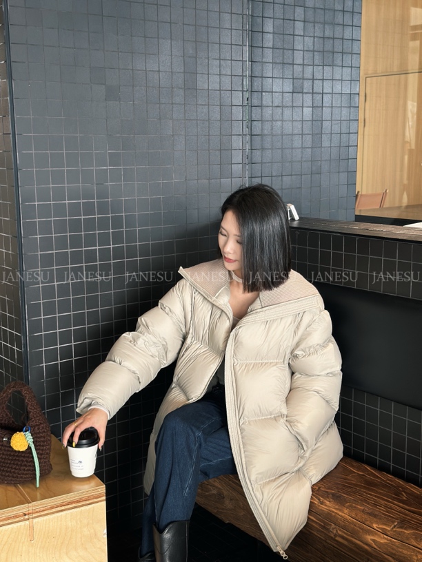 JOUOCOKO设计师品牌鹅绒阔版领拼针织羽绒服