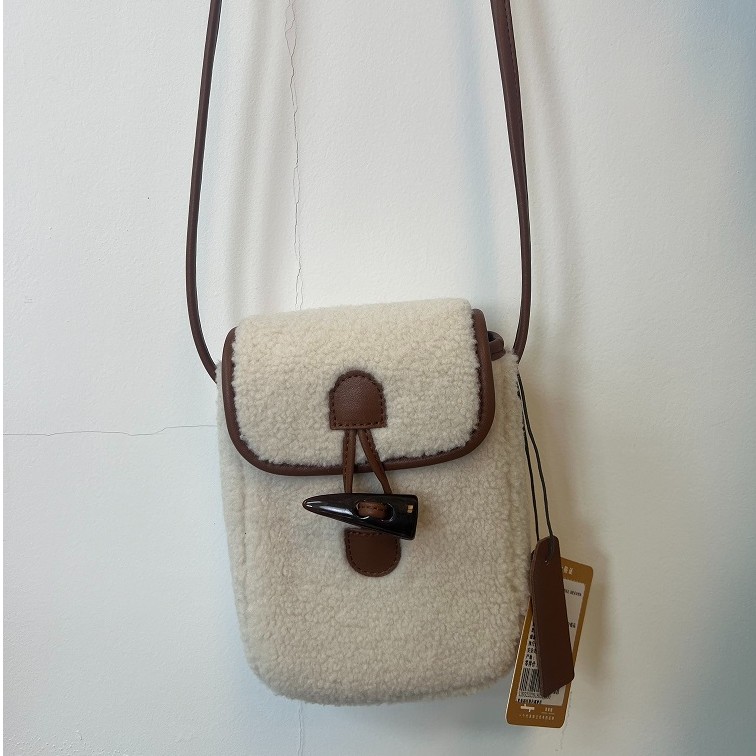 食草堂正品女士时尚百搭简约复古手提单肩斜跨手机包雪球（H）