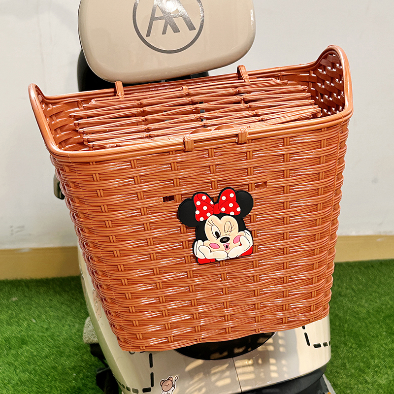 电动车后尾车筐可爱卡通电瓶车摩托车置物收纳神器防水大容量车篓