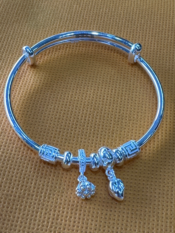 足银手镯 足银999时尚推拉口手镯