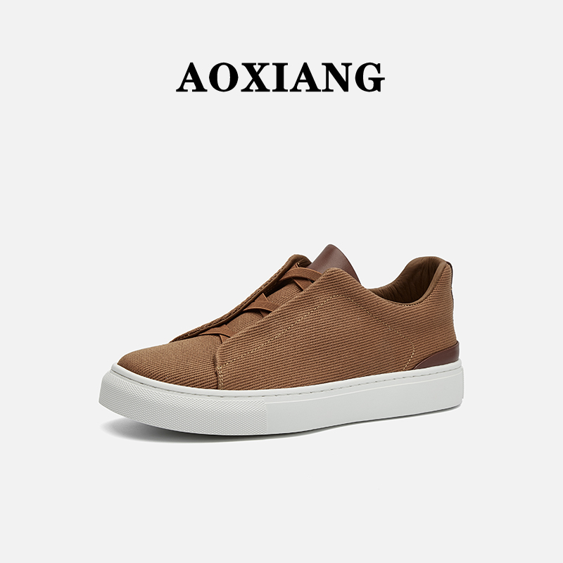 新款帆布鞋男秋季透气休闲鞋一脚蹬时尚潮流板鞋春秋季防滑健步鞋