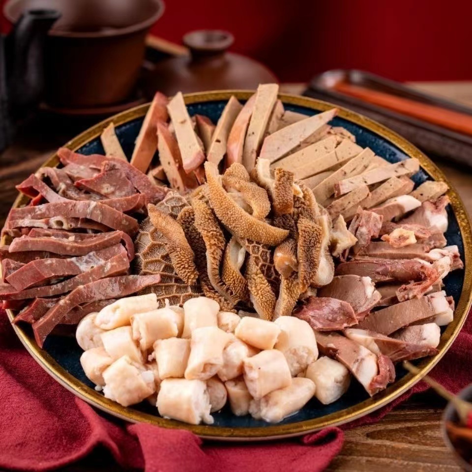 内蒙古全套无汤水羊杂特色羊肠真空包装全熟即食特产批发新鲜美味